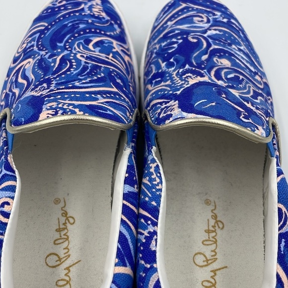 Lilly Pulitzer Women Sneaker Slip on Shoe SZ 7 Blue/Pink - Picture 4 of 12